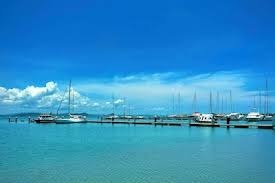Vista de la marina de Puerto Velero con veleros y lanchas amarrados